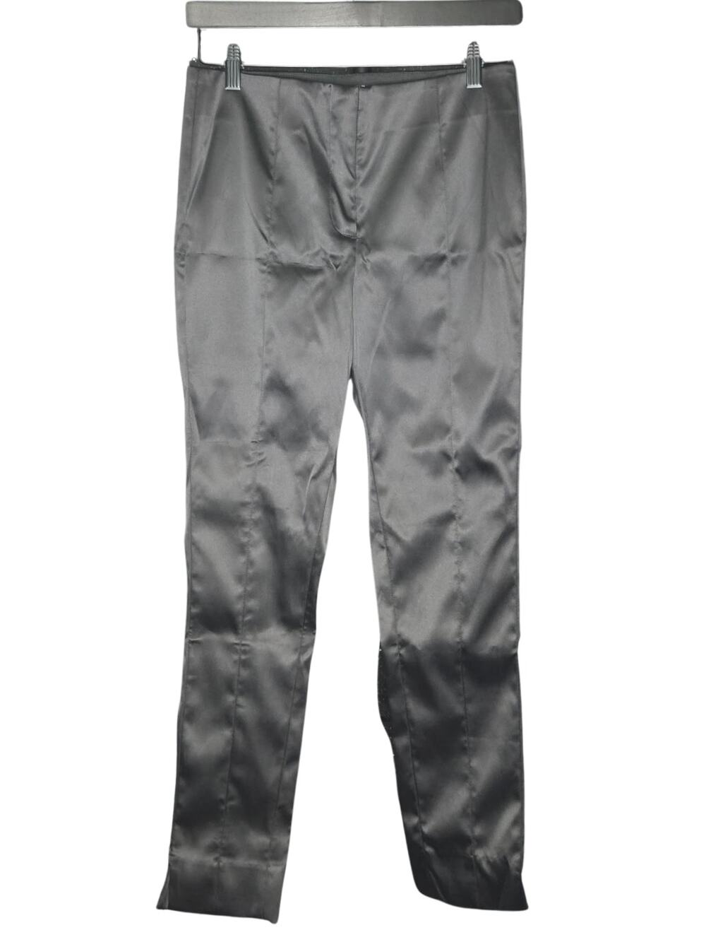 H&M Black Satin Straight Leg Dress Pants Trousers Sleek Shiny Formal Size 6 Y2K